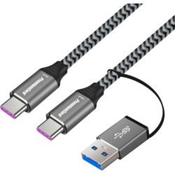 Kabel USB PremiumCord USB-A + USB-C - USB-C 2 m Czarno-szary (ku31cq2)