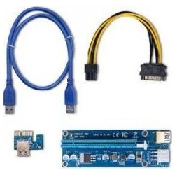 Qoltec Qoltec Riser PCI-E 1x - 16x | USB 3.0 | ver.009S | SATA/PCI-E 6 pin